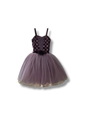 Weissman Showtime Tutu Dress Purple Sequin Velvet Ballet Costume Floral